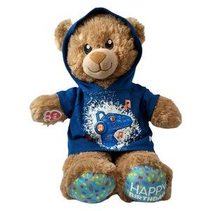 Build A Bear Happy Birthday Bear Plush Raptor Dinosaur Shirt Light Brown 15"